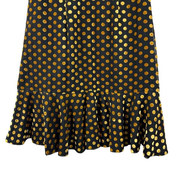 RHODE Short Sleeve Polka Dot Black & Gold Women's Dress Size 4 - Picture 2 of 4